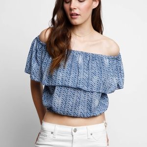 Abbeline Off-Shoulder Chevron Blouse!!